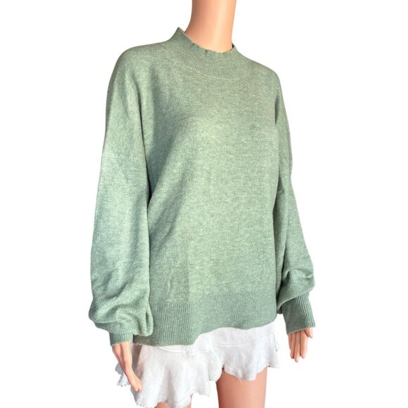 NWT Fat Face Size 14 Green Wool Blend Mock Turtleneck Sweater British - Picture 3 of 7